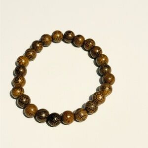 Natural Wood Beaded Bracelet